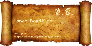 Mancz Bogáta névjegykártya